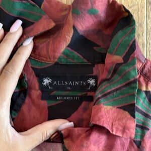 All Saints Red and Green Dress Shirt
